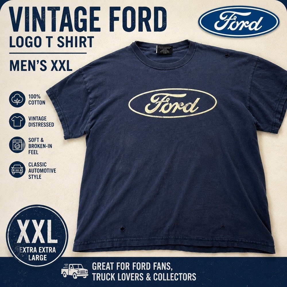 Ford Logo Distressed Vintage Dark Heather Tee T'shirt 2XL